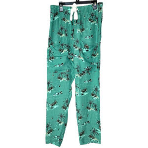 Sandrine Rose Palm Tree Straight Leg Pants Green Pockets Women Small NWT